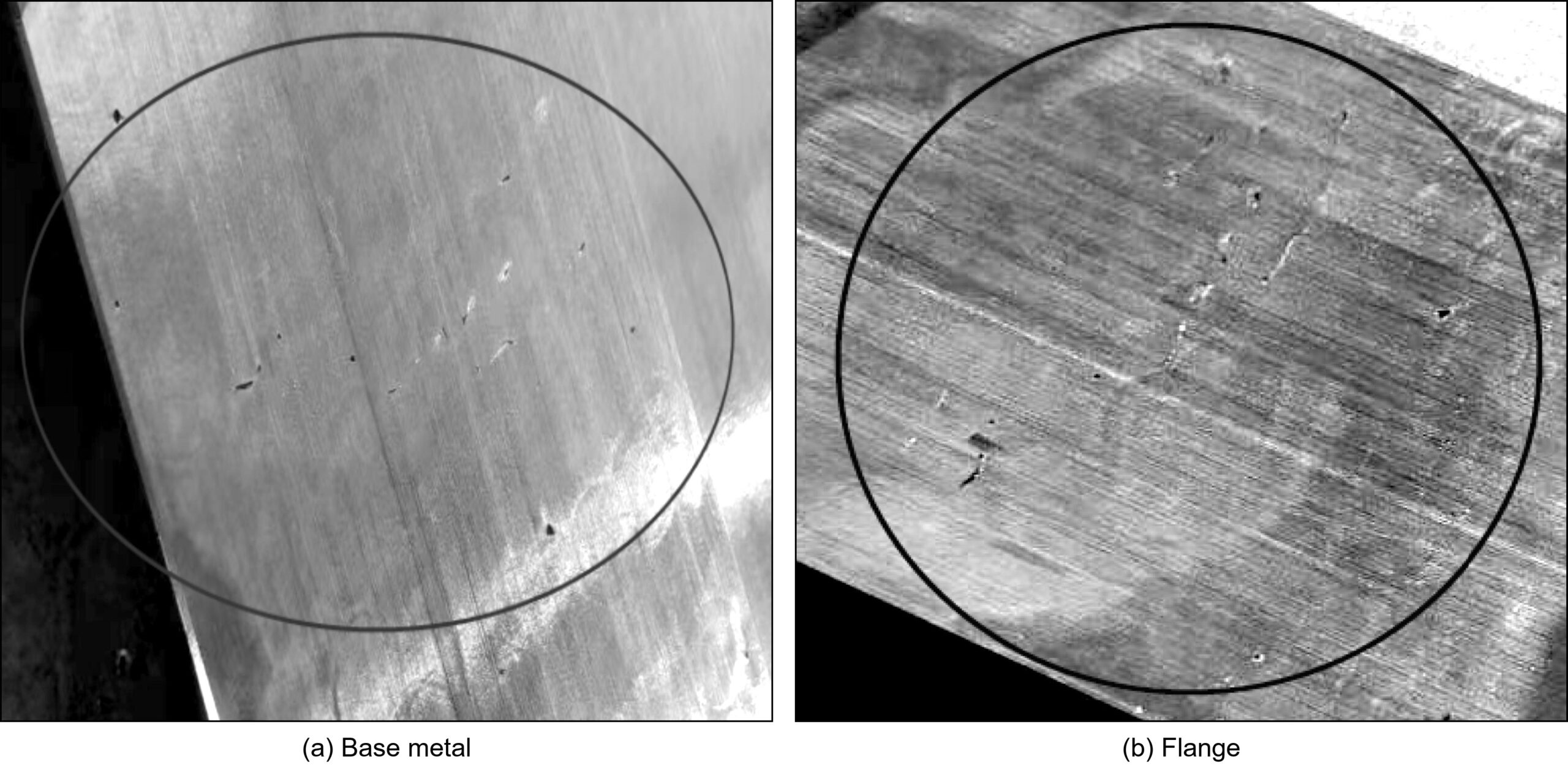 Welding cracks in 17-4PH stainless steel pipe fitting: base metal cracks after flange removal (a) and cracks in the flange weld (b)